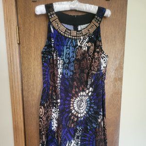 Sleeveless Scoop Neck Mini Dress w/sequins and beads - size 14
